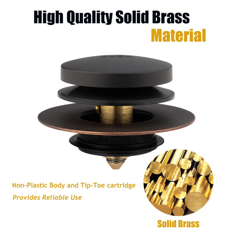 Artiwell Bronze Universal Tub Drain Tip Toe Tub Conversion Kit Assembly, Artiwell EZ Installation Bathtub Drain Replacement Trim Kit with 1-Hole Overflow Face Plate and Pop-Up Tub stopper,OIL RUBBED BRONZE - Image 5